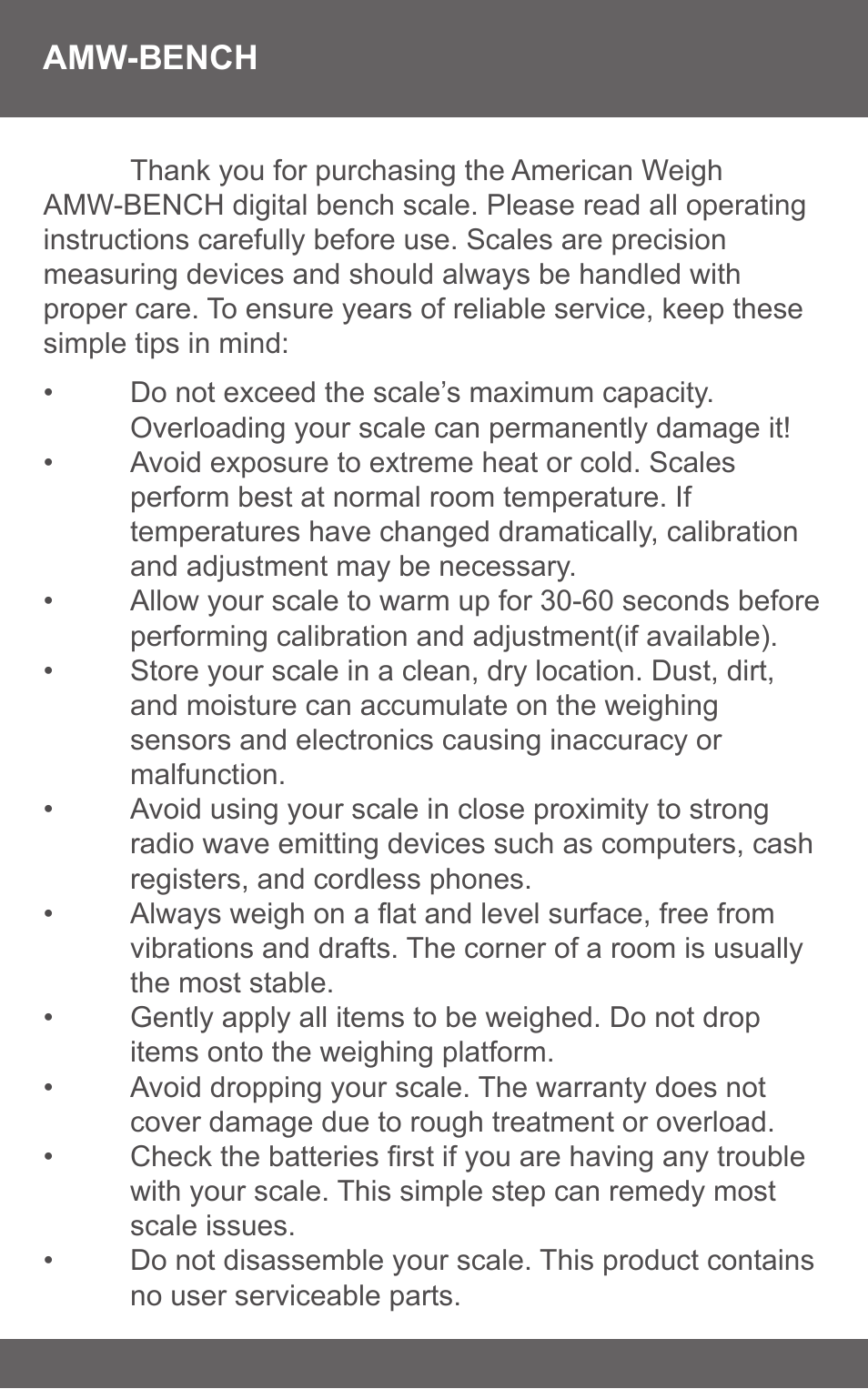 American Weigh Scales (AWS) AMW-500i User Manual | Page 2 / 7