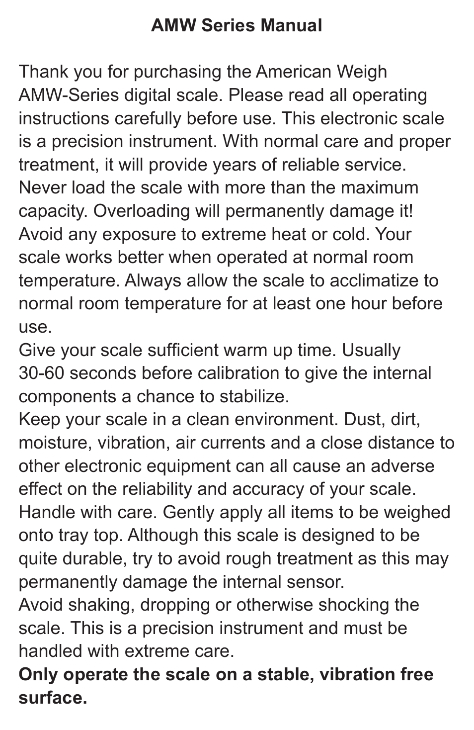 American Weigh Scales (AWS) AMW-500 User Manual | Page 2 / 6
