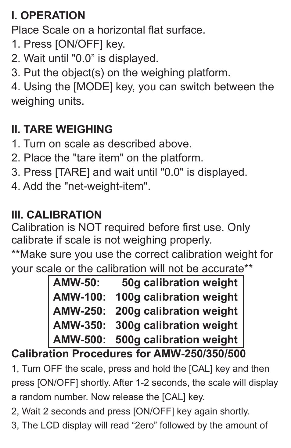American Weigh Scales (AWS) AMW-500 User Manual | Page 3 / 6
