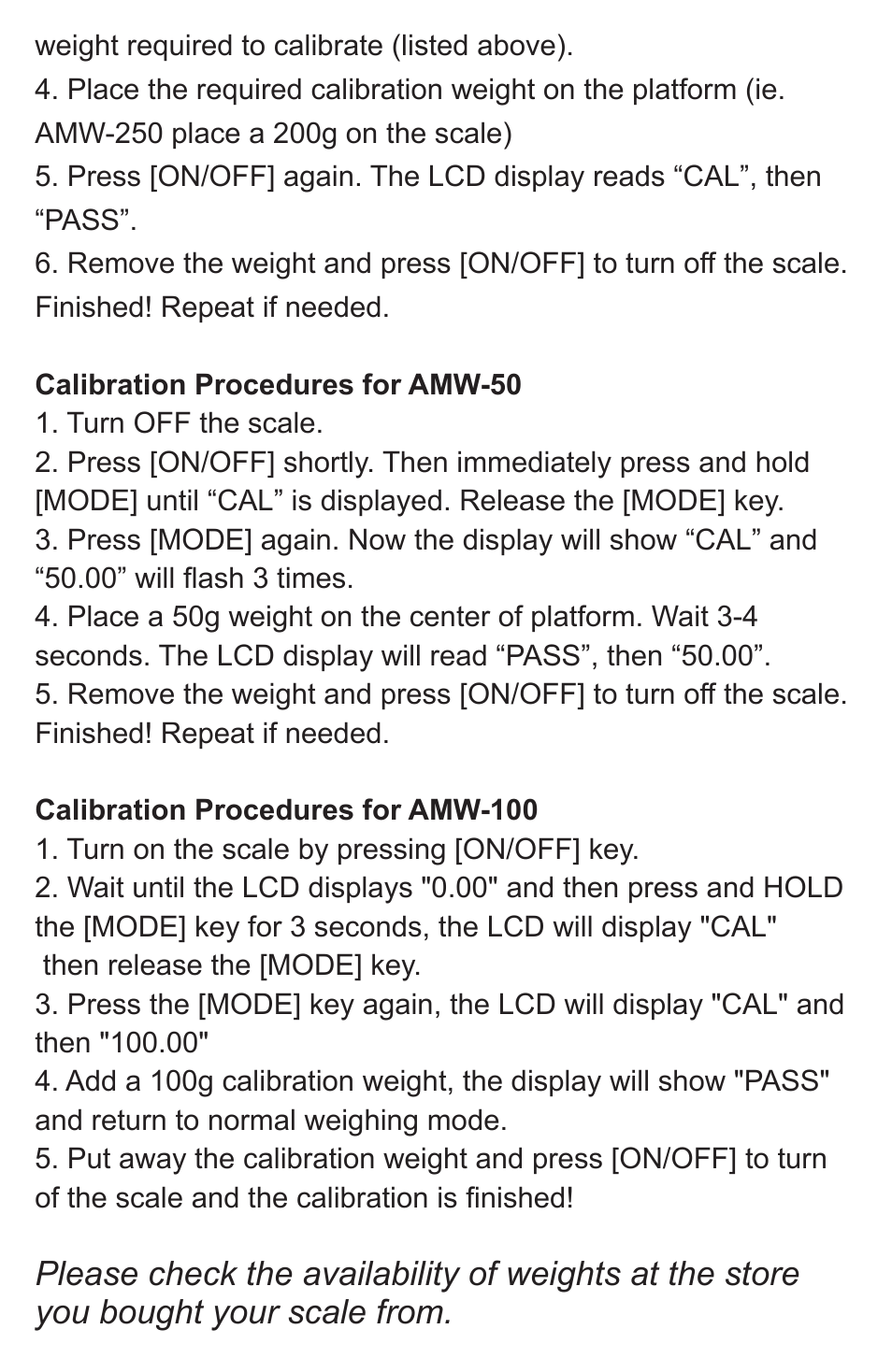 American Weigh Scales (AWS) AMW-500 User Manual | Page 4 / 6