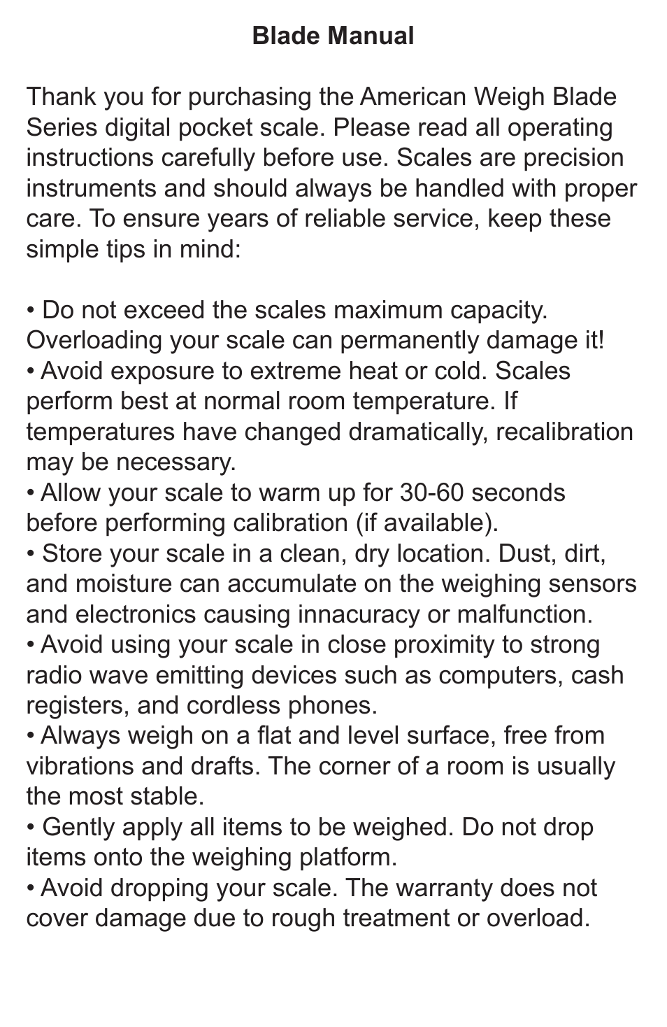 American Weigh Scales (AWS) Blade-50 User Manual | Page 2 / 6