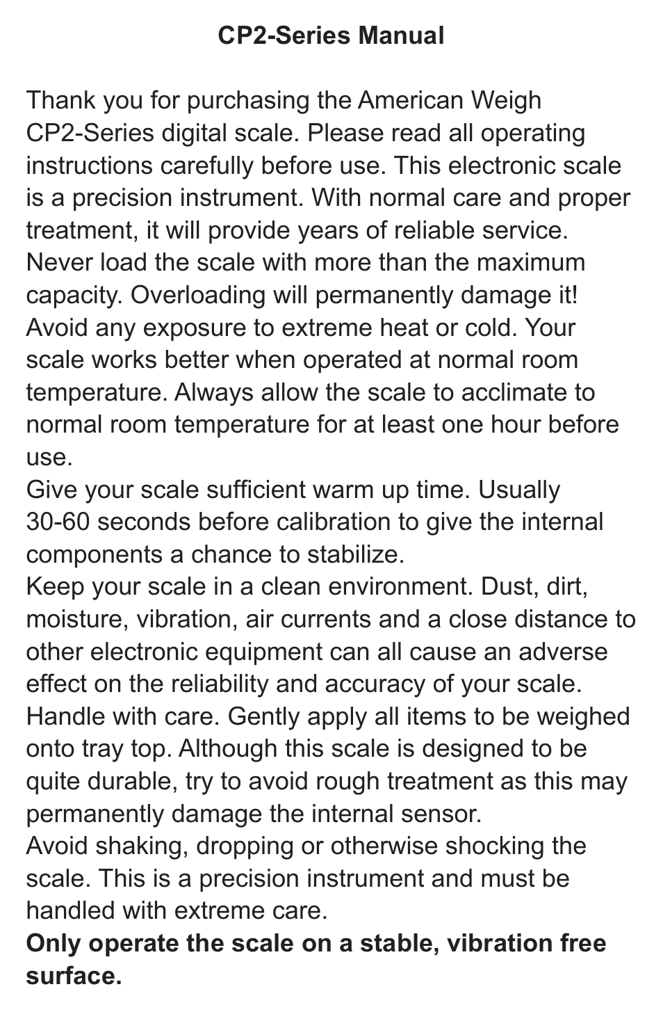 American Weigh Scales (AWS) CP2-50 User Manual | Page 2 / 5