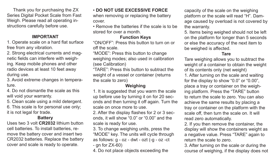 American Weigh Scales (AWS) ZX-600 User Manual | Page 2 / 2
