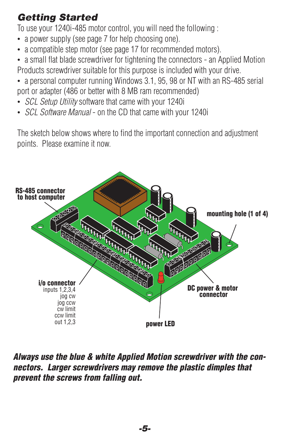 Getting started | Applied Motion 1240i-485 User Manual | Page 5 / 20