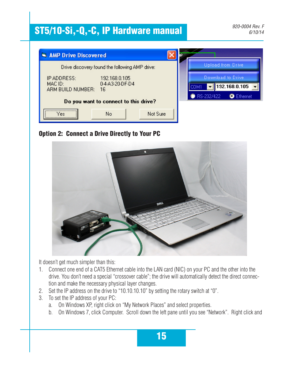 Option 2: connect a drive directly to your pc | Applied Motion ST10-C-CE User Manual | Page 15 / 52
