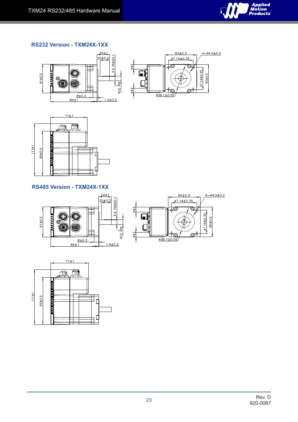 Applied Motion TXM24Q-1AG User Manual | Page 23 / 25
