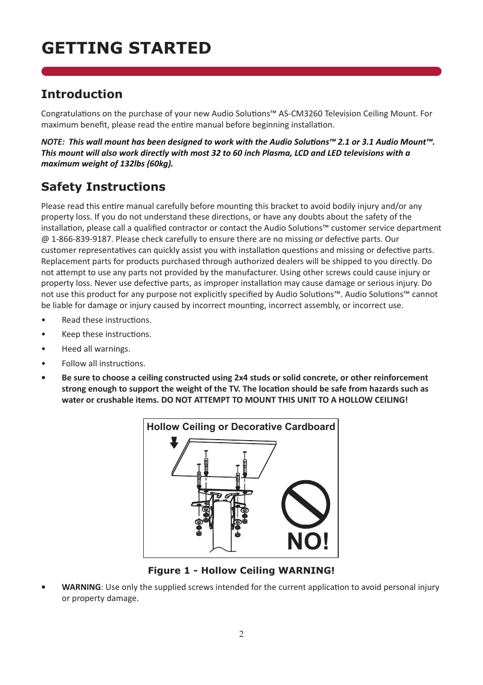 Getting started | Audio Solutions AS-CM3260 User Manual | Page 2 / 12