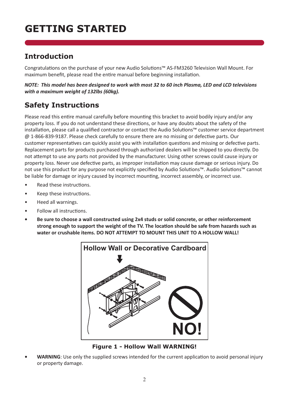 Getting started | Audio Solutions AS-FM3260 User Manual | Page 2 / 12