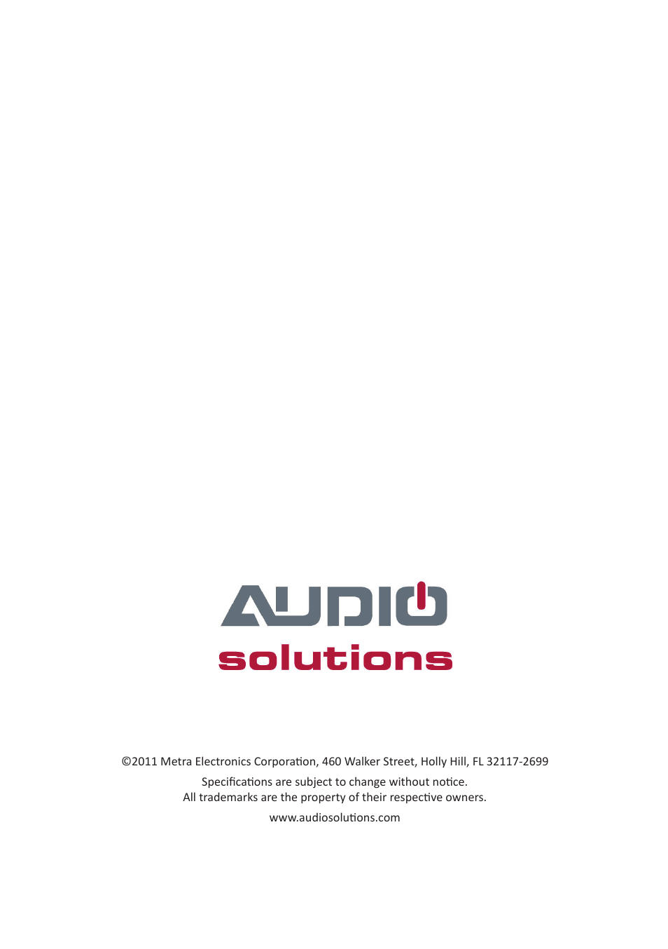 Audio Solutions FM2260 User Manual | Page 11 / 11