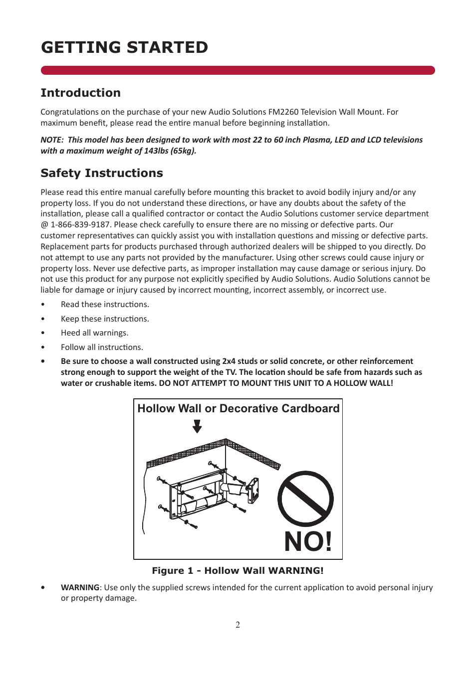 Getting started | Audio Solutions FM2260 User Manual | Page 2 / 11