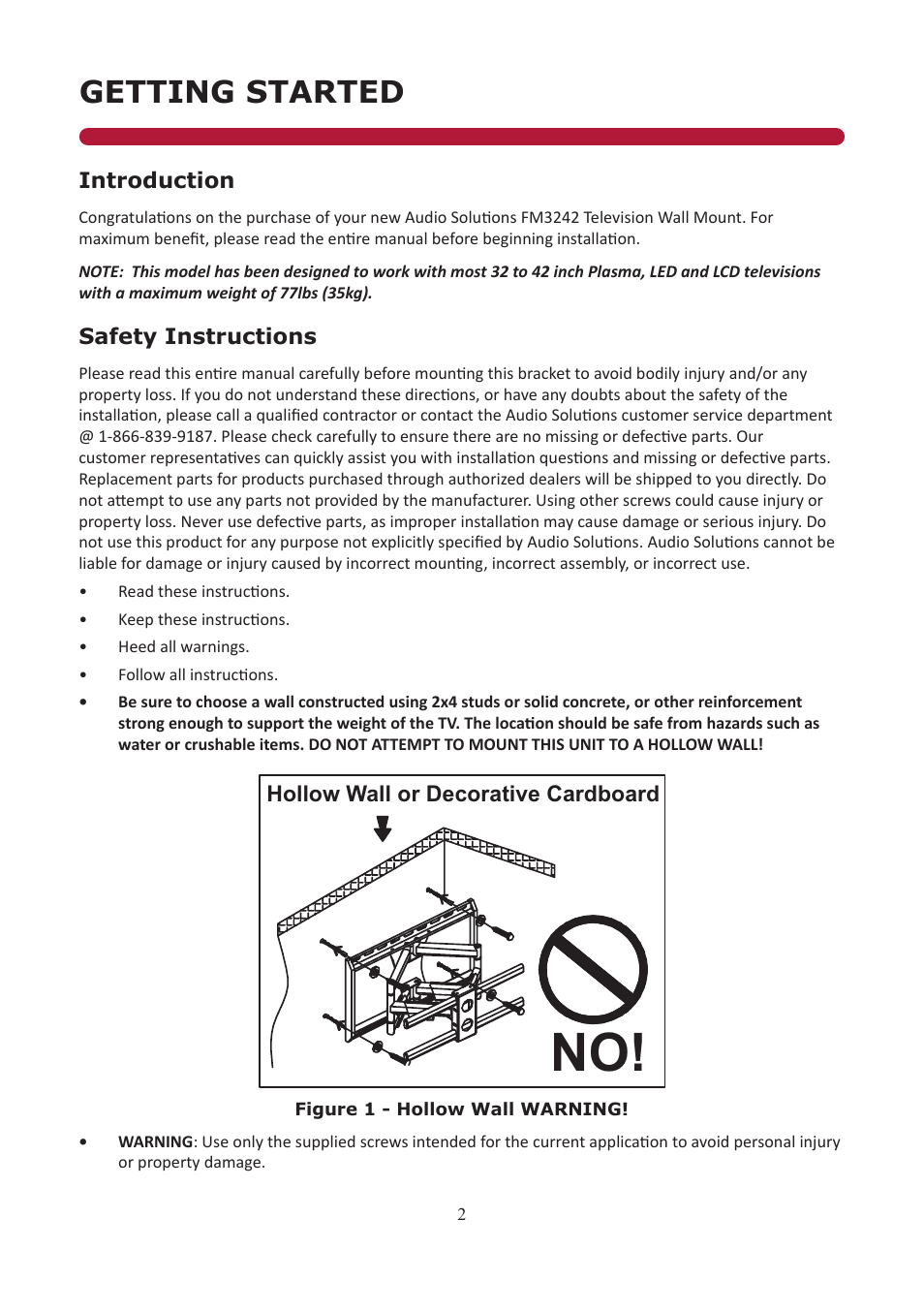 Getting started | Audio Solutions FM3242 User Manual | Page 2 / 10