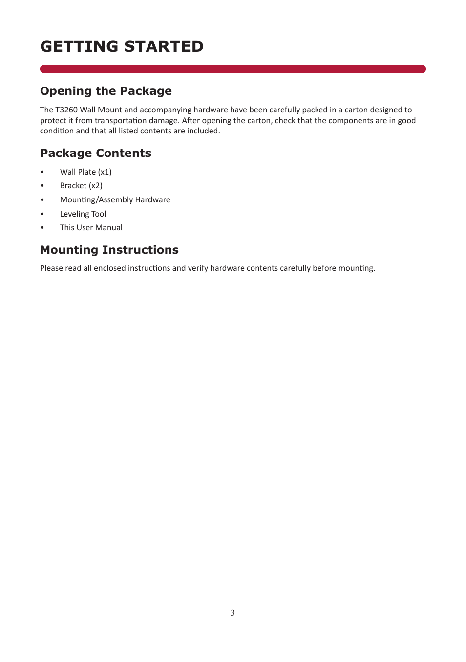 Getting started | Audio Solutions T3260 User Manual | Page 3 / 11