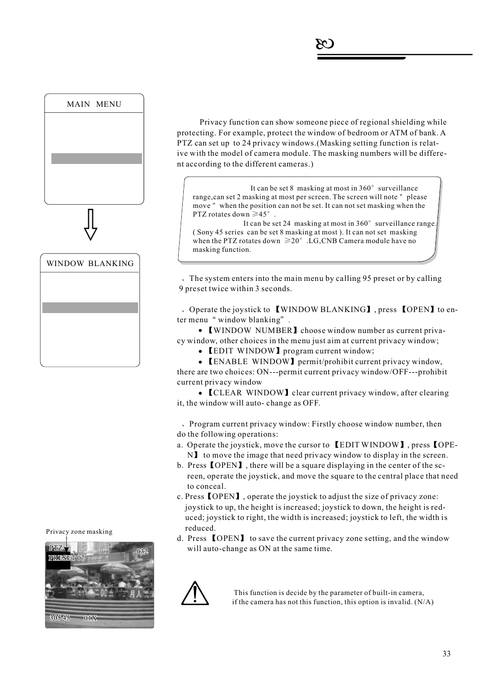 Privacy zone masking privacy zone masking | AVUE G55IR-WB36N – Outdoor 36X Long Range IR PTZ User Manual | Page 36 / 56