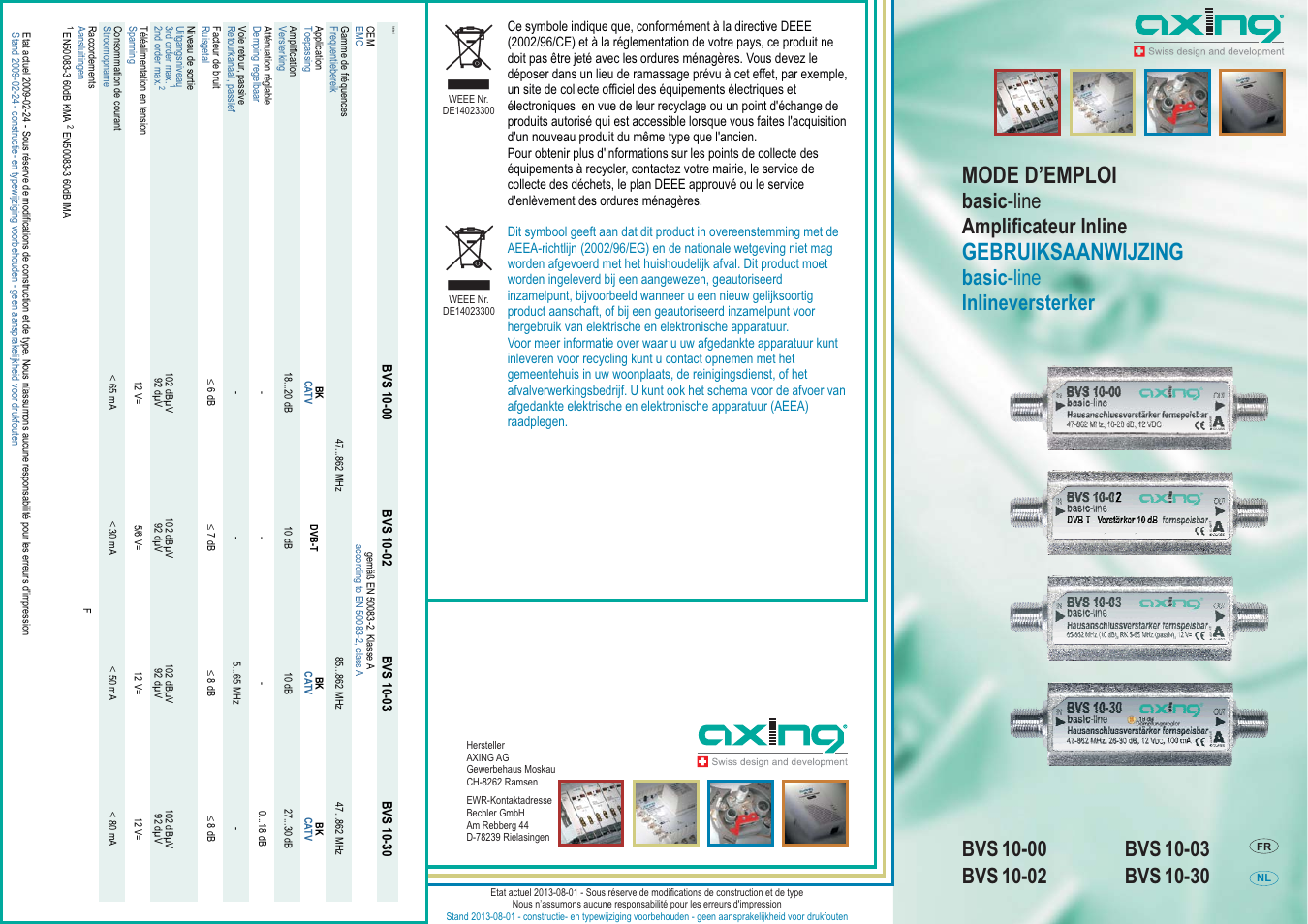 Mode d’emploi, Gebruiksaanwijzing, Basic -line amplificateur inline | AXING BVS 10-xx User Manual | Page 3 / 4