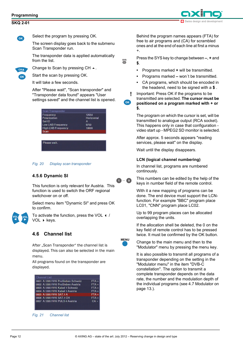 6 dynamic si, 6 channel list, Channel list | AXING SKQ 2-01 User Manual | Page 12 / 18