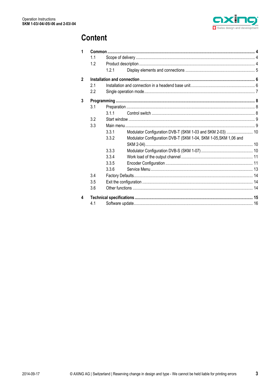 Content | AXING SKM 1-03 User Manual | Page 3 / 20