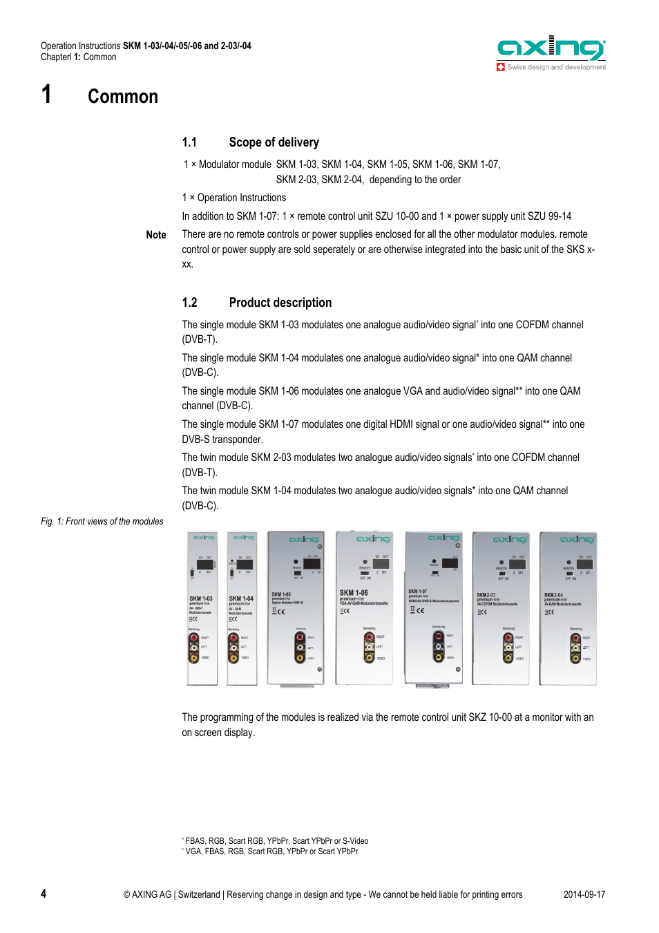 Common, 1 scope of delivery, 2 product description | AXING SKM 1-03 User Manual | Page 4 / 20