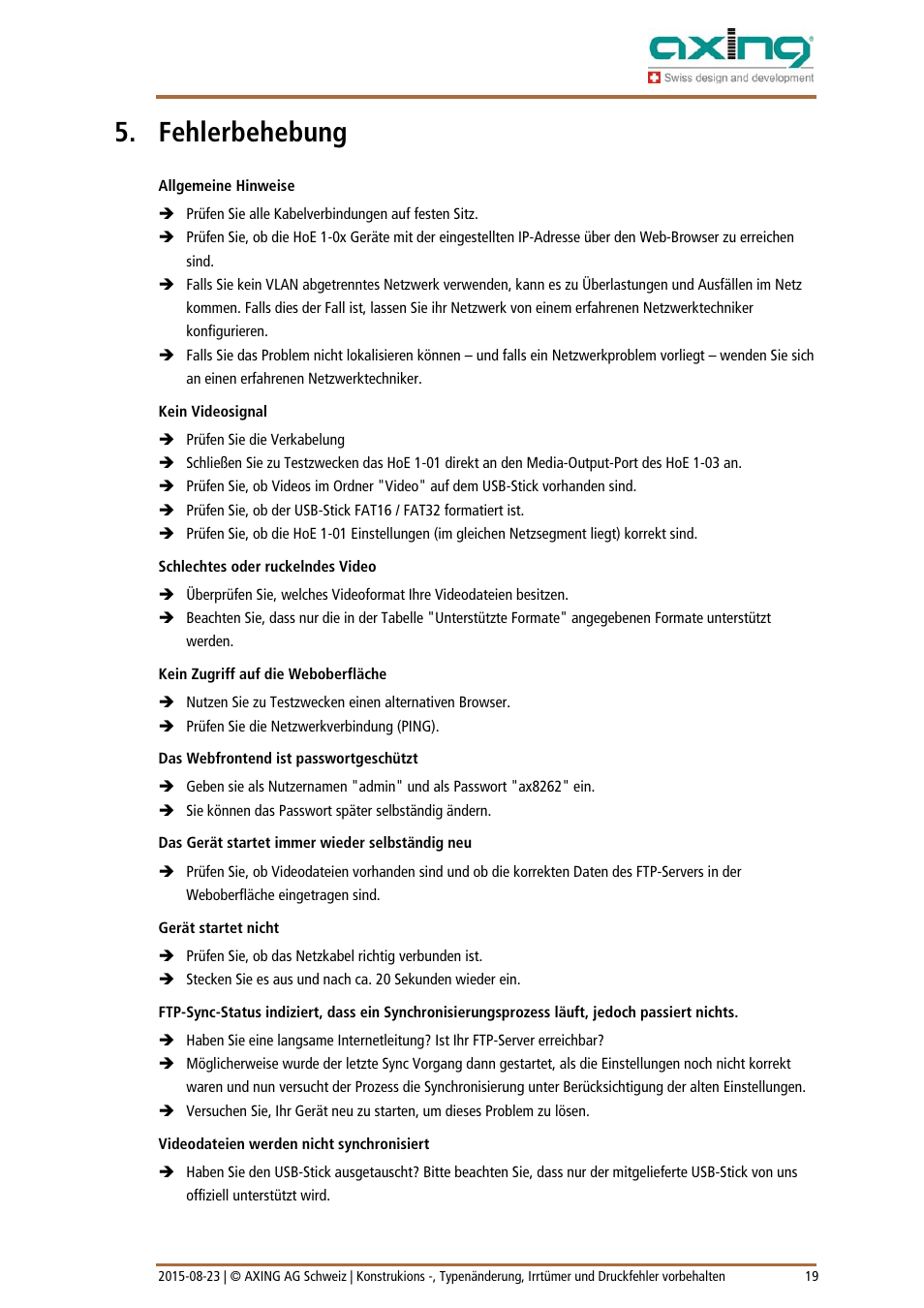 Fehlerbehebung | AXING HoE 1-03 User Manual | Page 19 / 67