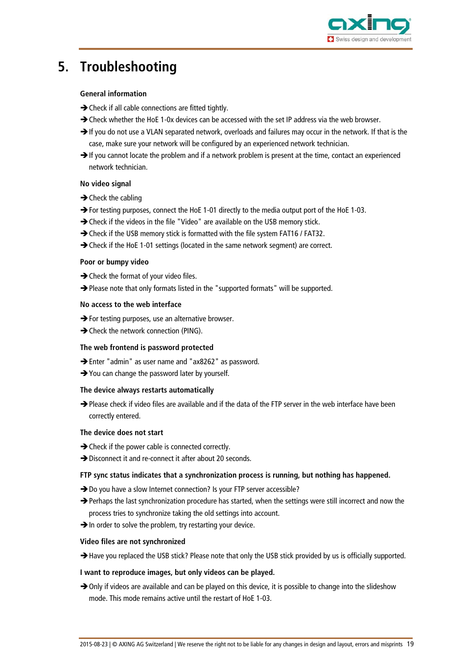 Troubleshooting | AXING HoE 1-03 User Manual | Page 53 / 67