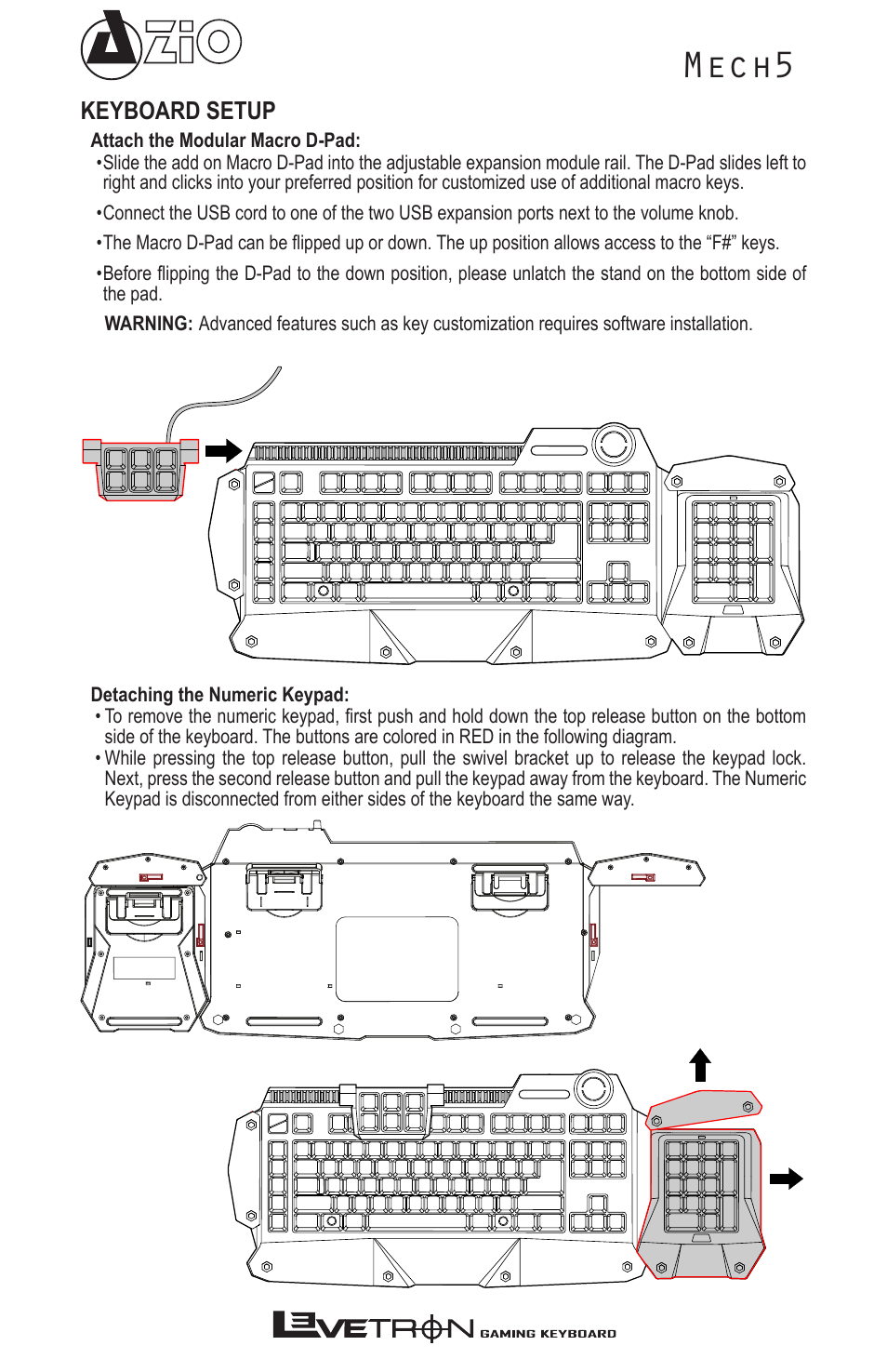 Mech5 | Azio Levetron Mech5 Gaming Keyboard (KB577U) User Manual | Page 4 / 12