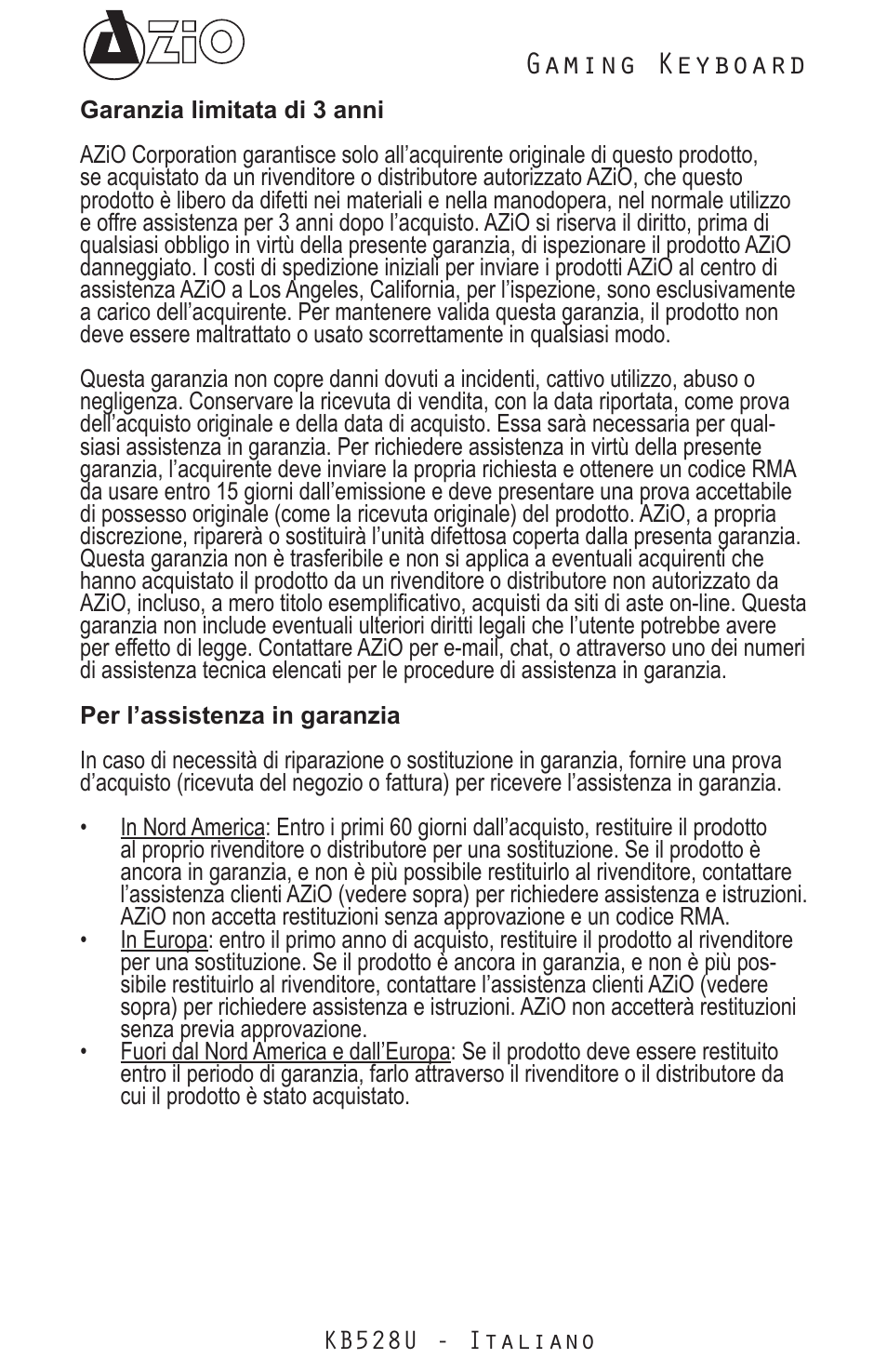 Gaming keyboard | Azio Levetron Clicker Mechanical Keyboard (KB528U) User Manual | Page 9 / 20