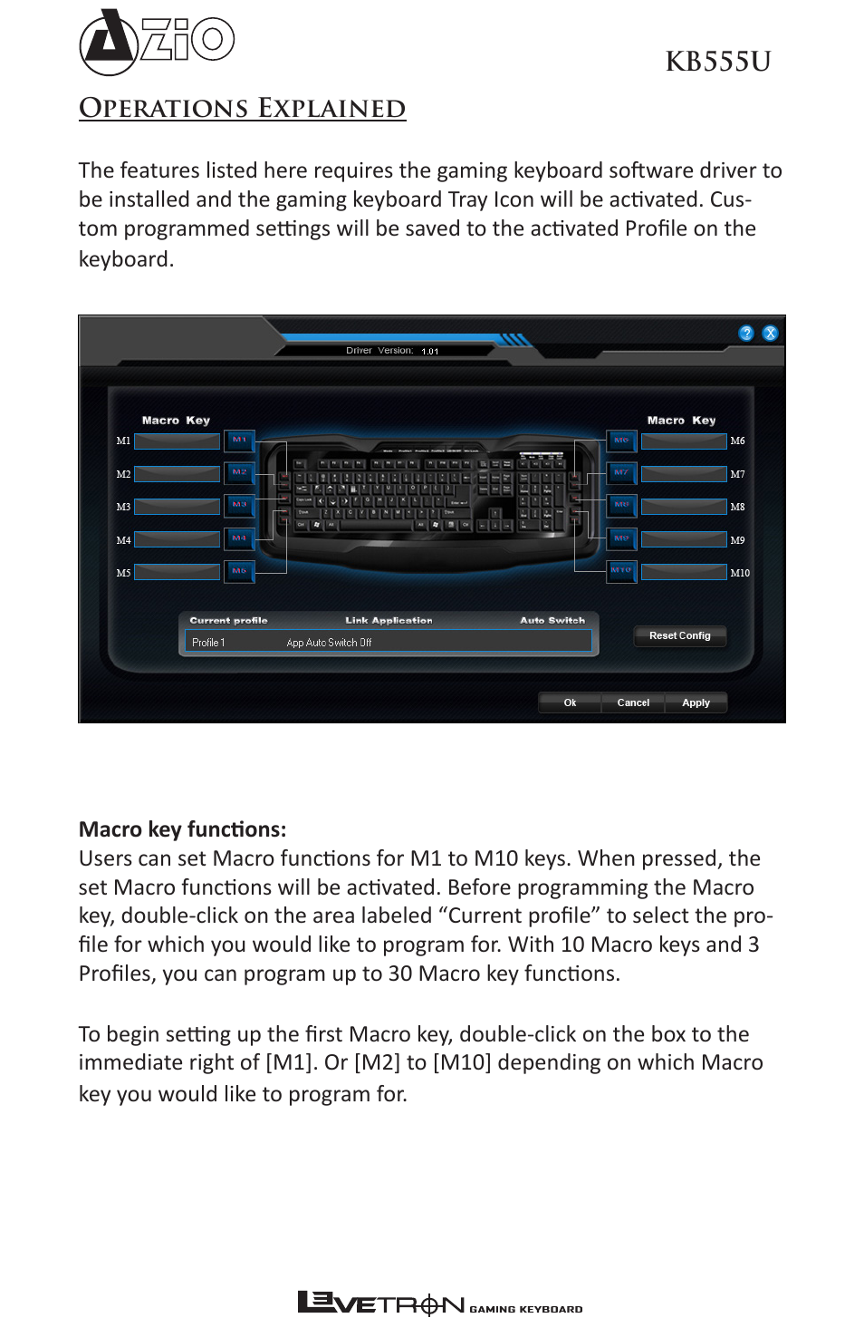 Azio Levetron Backlit Programmable Gaming Keyboard (KB555U) User Manual | Page 6 / 10