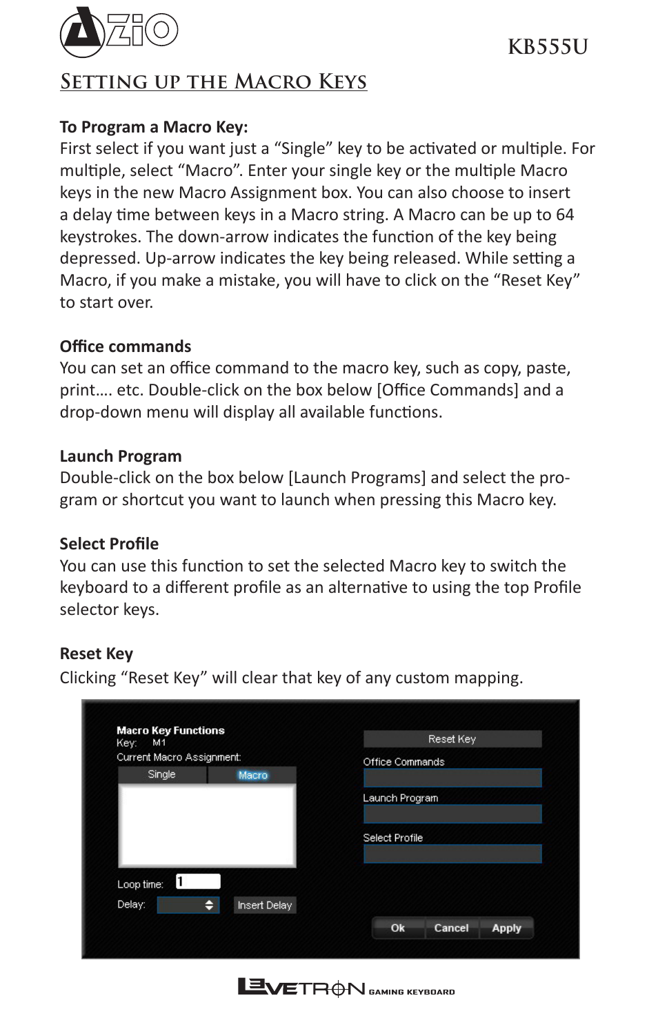 Azio Levetron Backlit Programmable Gaming Keyboard (KB555U) User Manual | Page 7 / 10