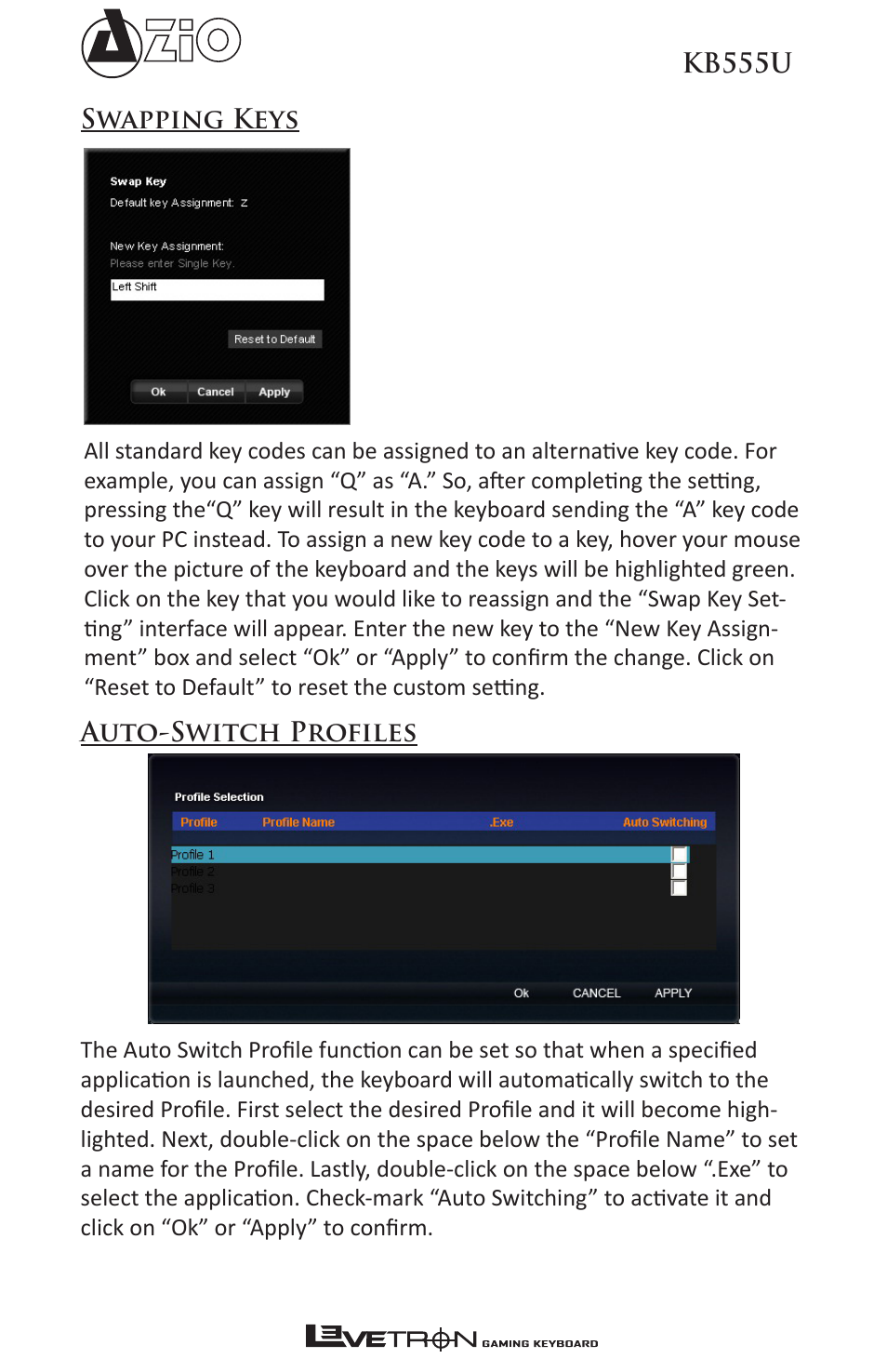 Azio Levetron Backlit Programmable Gaming Keyboard (KB555U) User Manual | Page 8 / 10