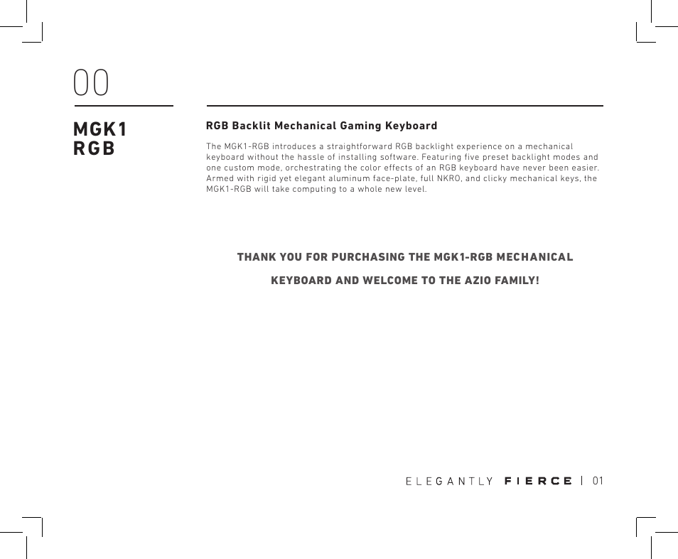 Mgk1 rgb | Azio MGK1 RGB Backlit Mechanical Gaming Keyboard (MGK1-RGB) User Manual | Page 3 / 16