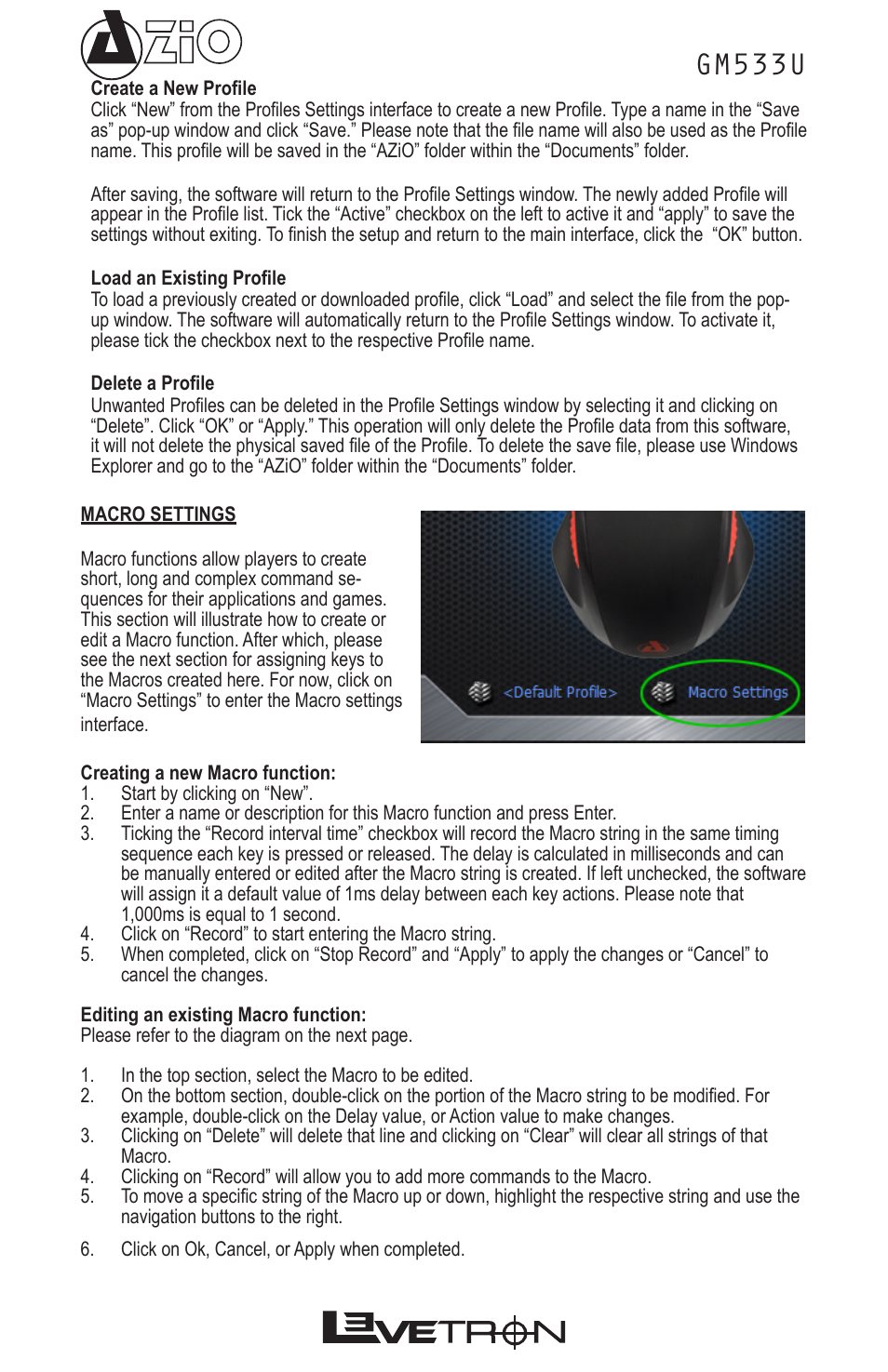 Gm533u | Azio Levetron 5000dpi Programmable Gaming Mouse (GM533U) User Manual | Page 6 / 10