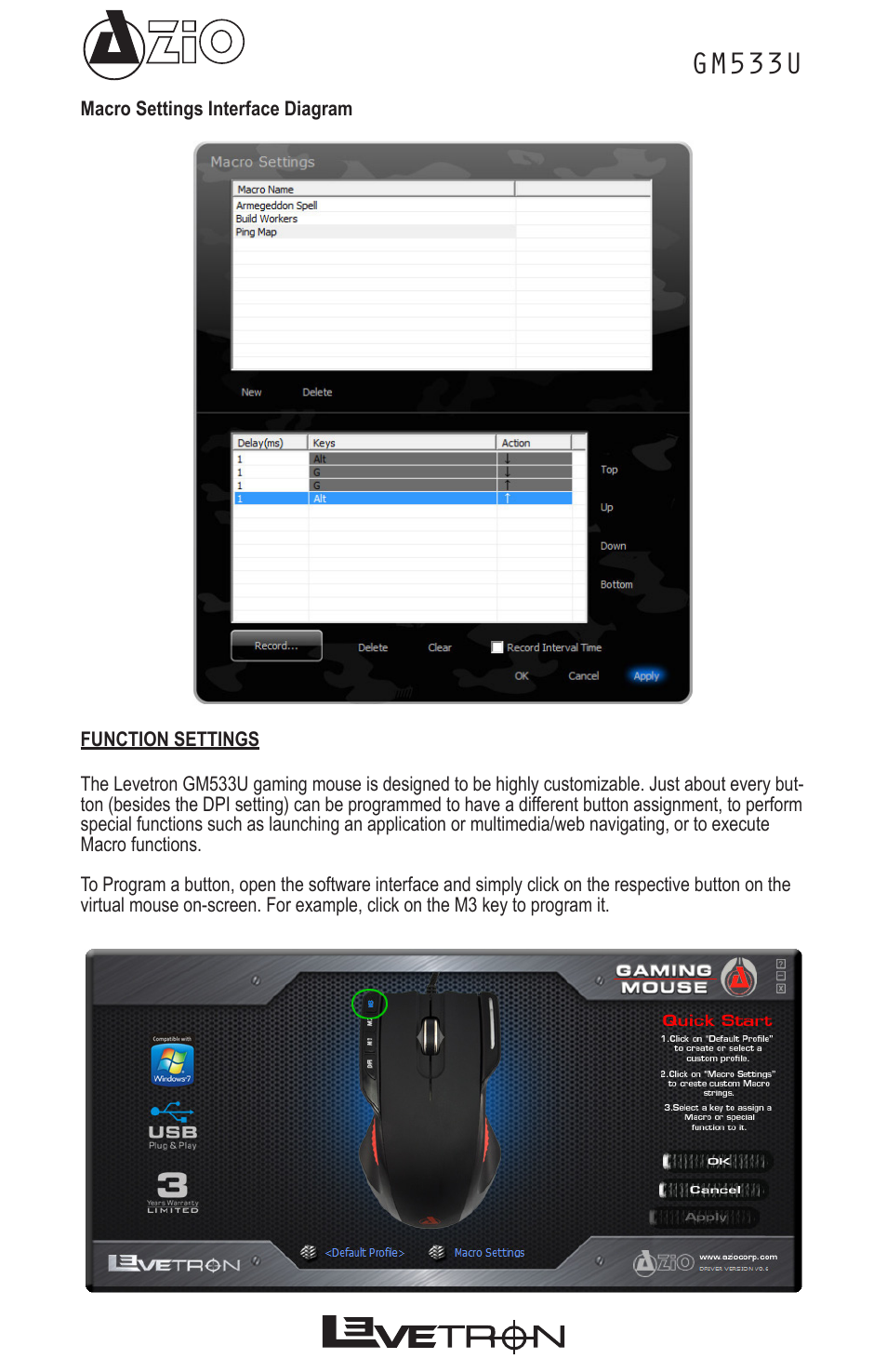 Gm533u | Azio Levetron 5000dpi Programmable Gaming Mouse (GM533U) User Manual | Page 7 / 10