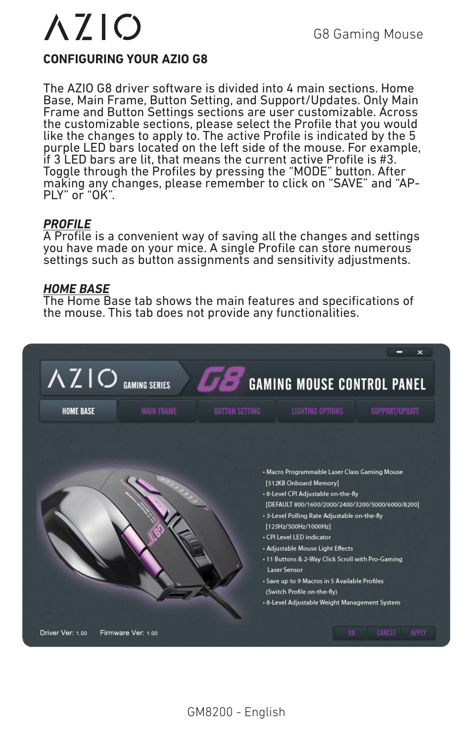 Azio G8 Laser Gaming Class Mouse (GM8200) User Manual | Page 4 / 10