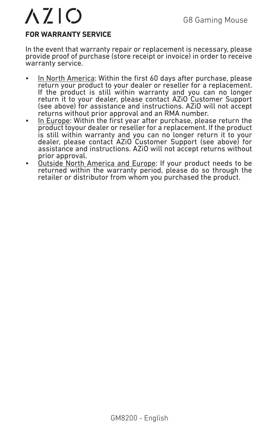 Azio G8 Laser Gaming Class Mouse (GM8200) User Manual | Page 9 / 10