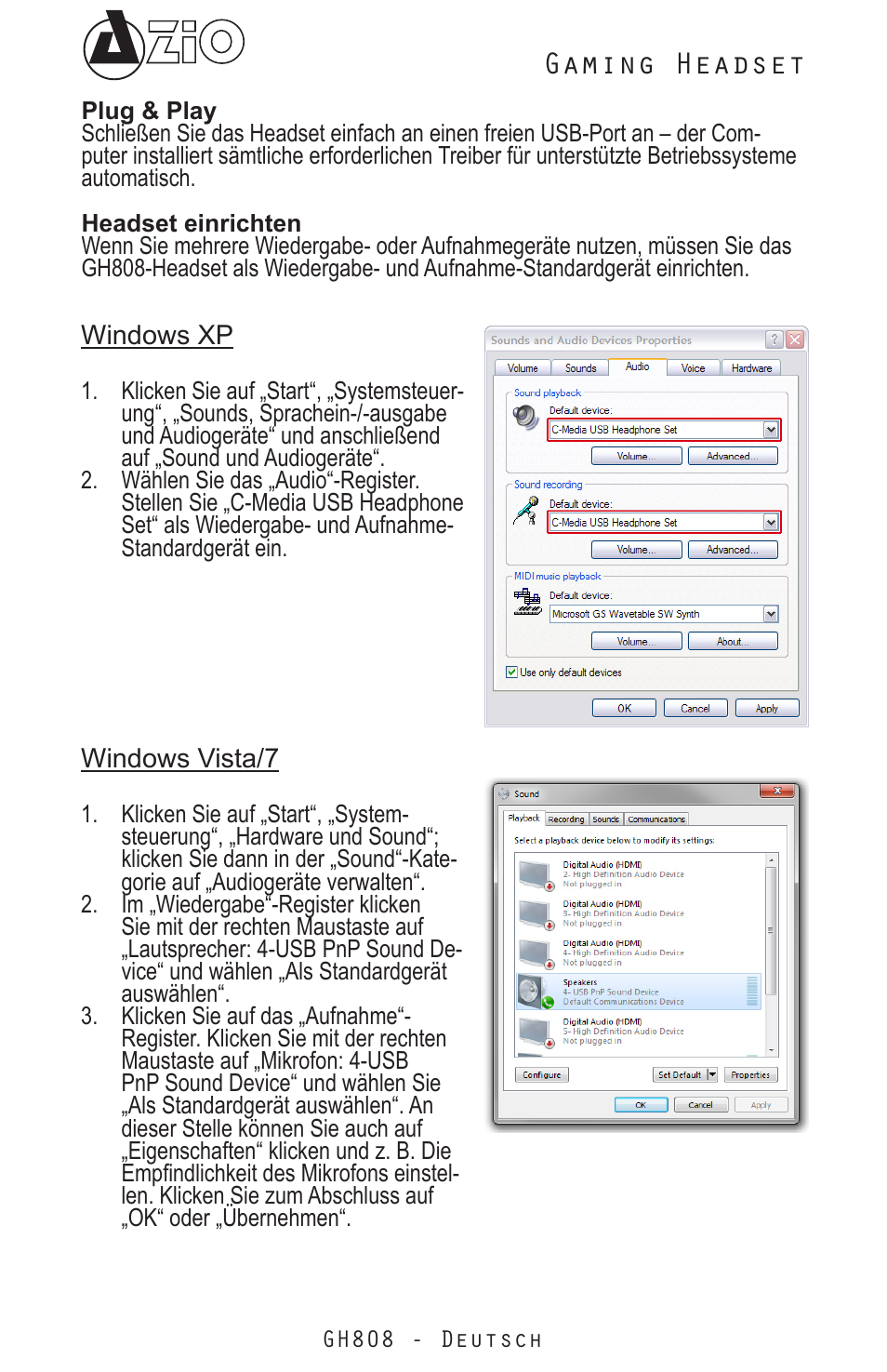 Gaming headset | Azio Levetron GH808 USB Gaming Headset (GH808) User Manual | Page 11 / 30