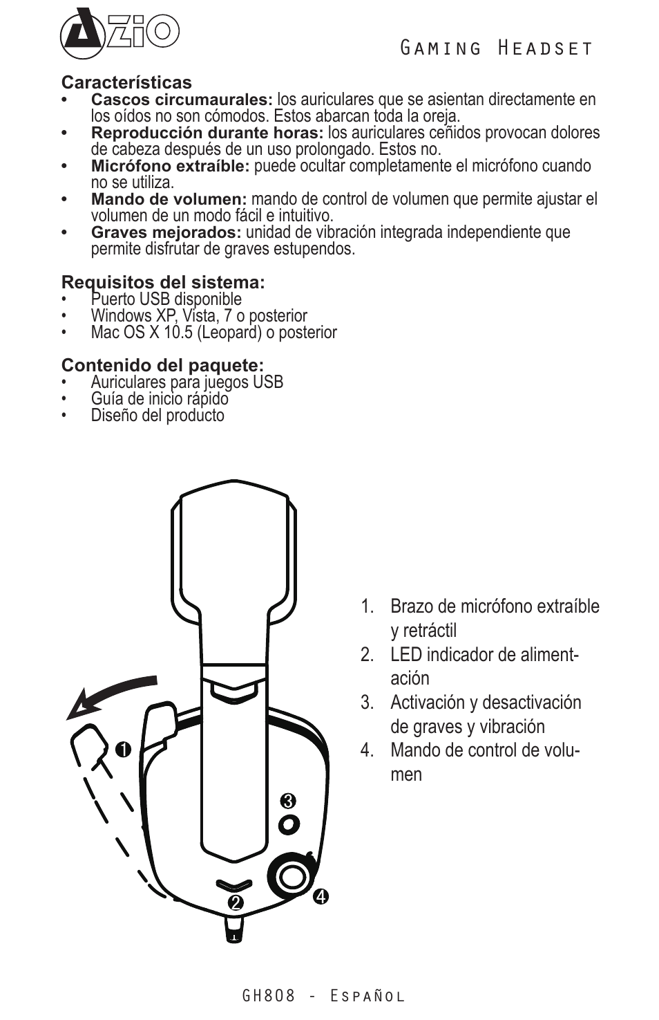 Gaming headset | Azio Levetron GH808 USB Gaming Headset (GH808) User Manual | Page 22 / 30