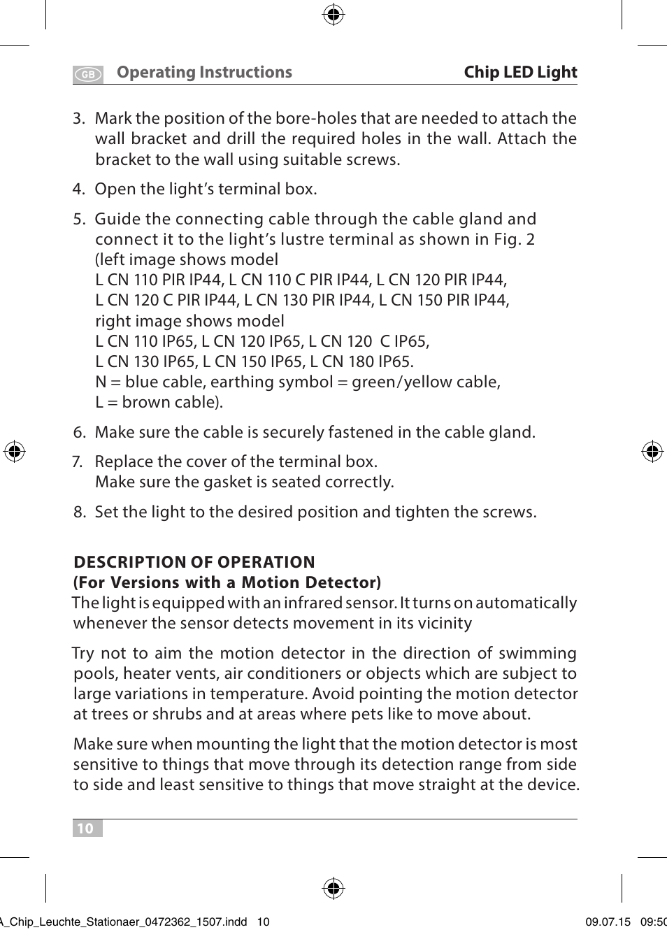 Brennenstuhl Chip LED Light L CN 110 IP65 10W 700lm Energy efficiency class A User Manual | Page 10 / 104