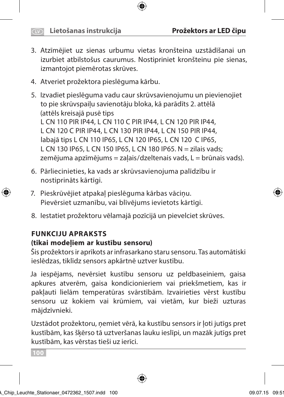 Brennenstuhl Chip LED Light L CN 110 IP65 10W 700lm Energy efficiency class A User Manual | Page 100 / 104