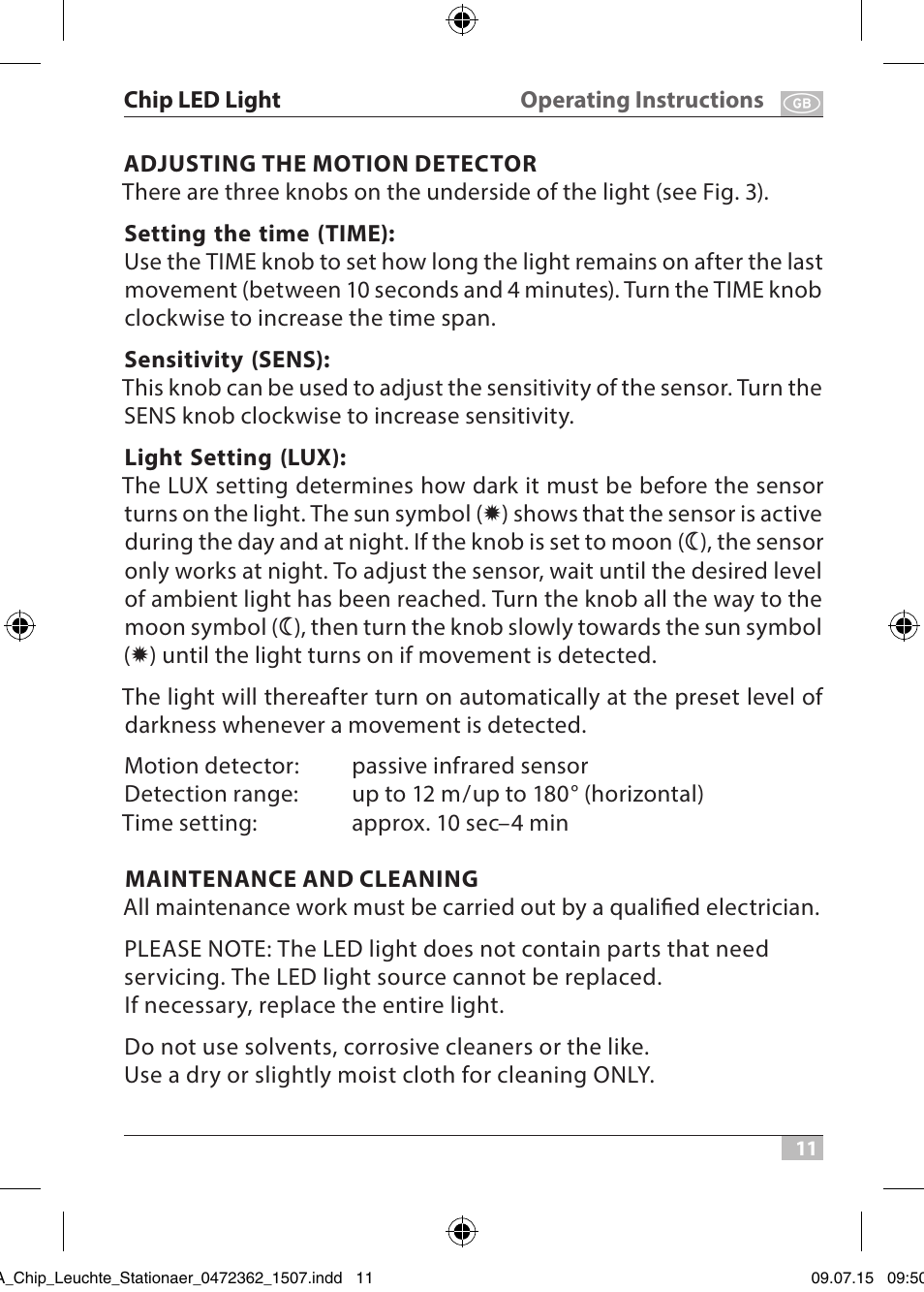 Brennenstuhl Chip LED Light L CN 110 IP65 10W 700lm Energy efficiency class A User Manual | Page 11 / 104