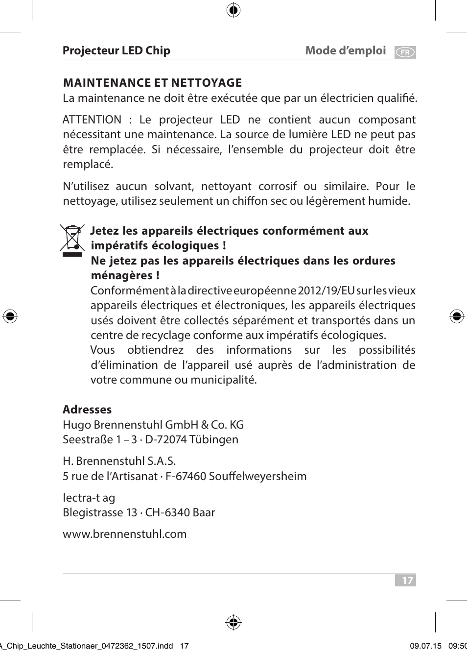 Brennenstuhl Chip LED Light L CN 110 IP65 10W 700lm Energy efficiency class A User Manual | Page 17 / 104