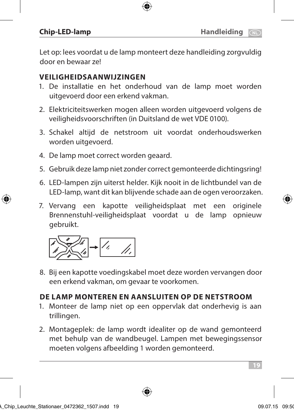 Hand le id ing c hip -l ed -la mp | Brennenstuhl Chip LED Light L CN 110 IP65 10W 700lm Energy efficiency class A User Manual | Page 19 / 104