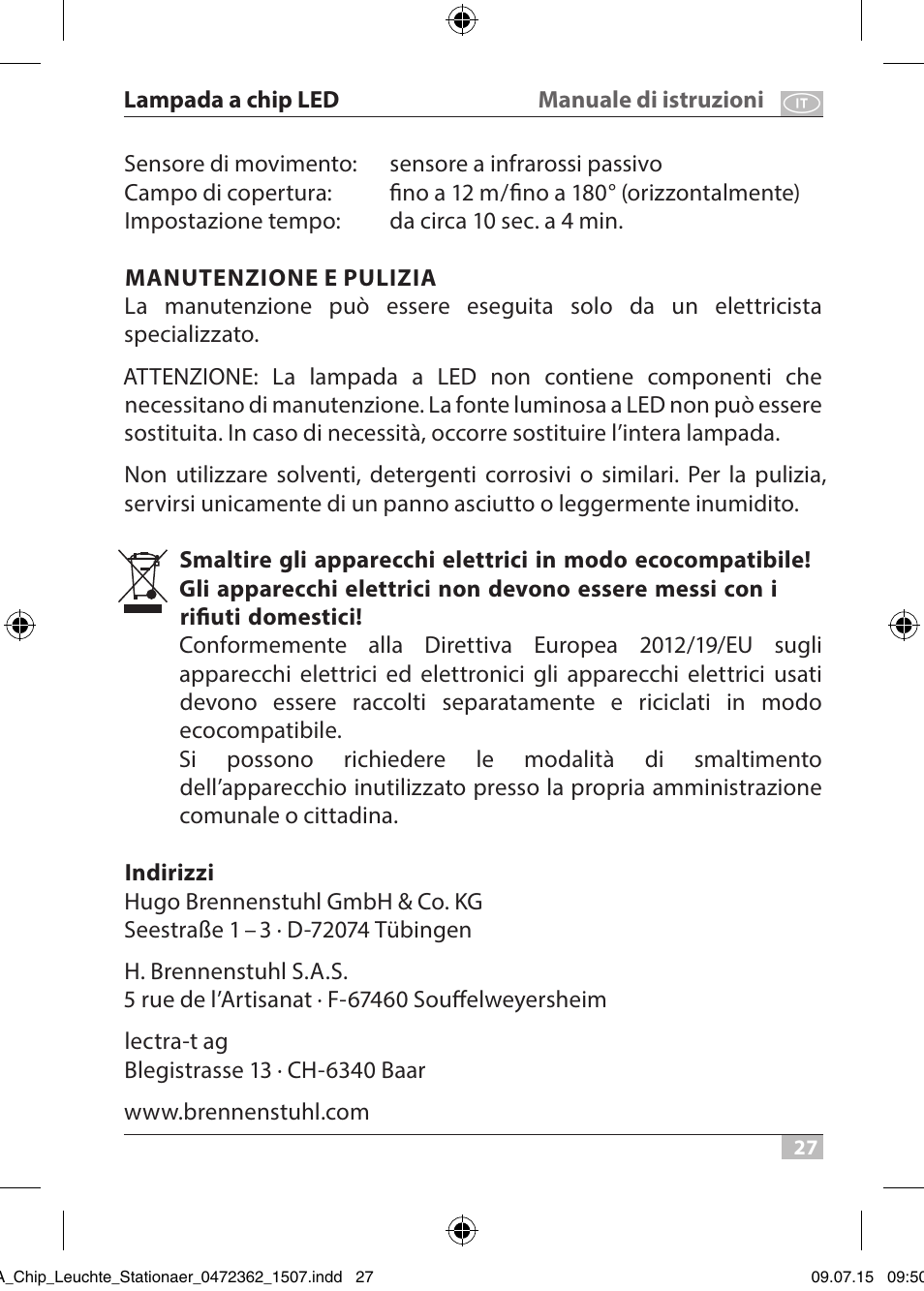 Brennenstuhl Chip LED Light L CN 110 IP65 10W 700lm Energy efficiency class A User Manual | Page 27 / 104