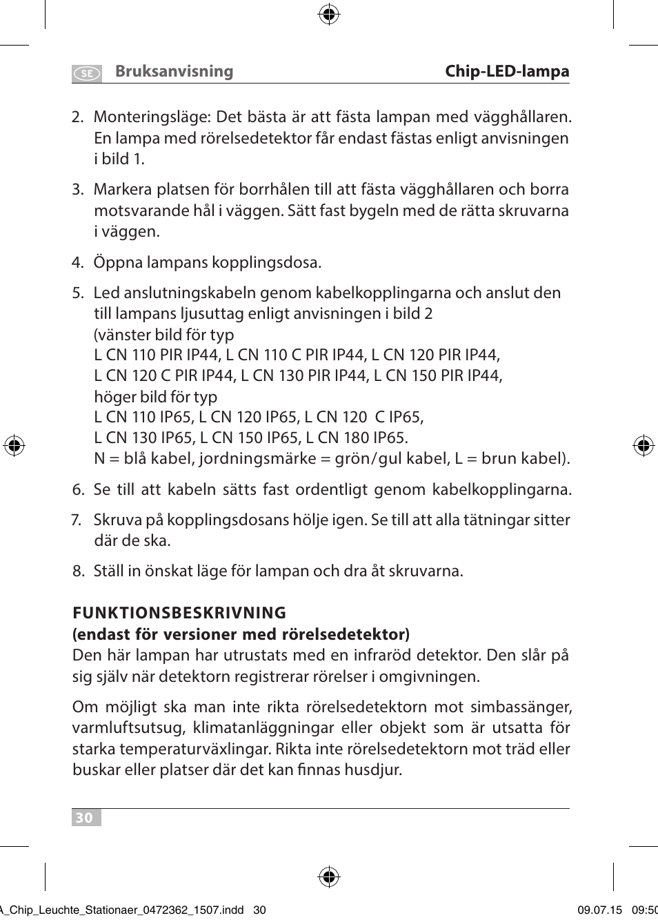 Brennenstuhl Chip LED Light L CN 110 IP65 10W 700lm Energy efficiency class A User Manual | Page 30 / 104