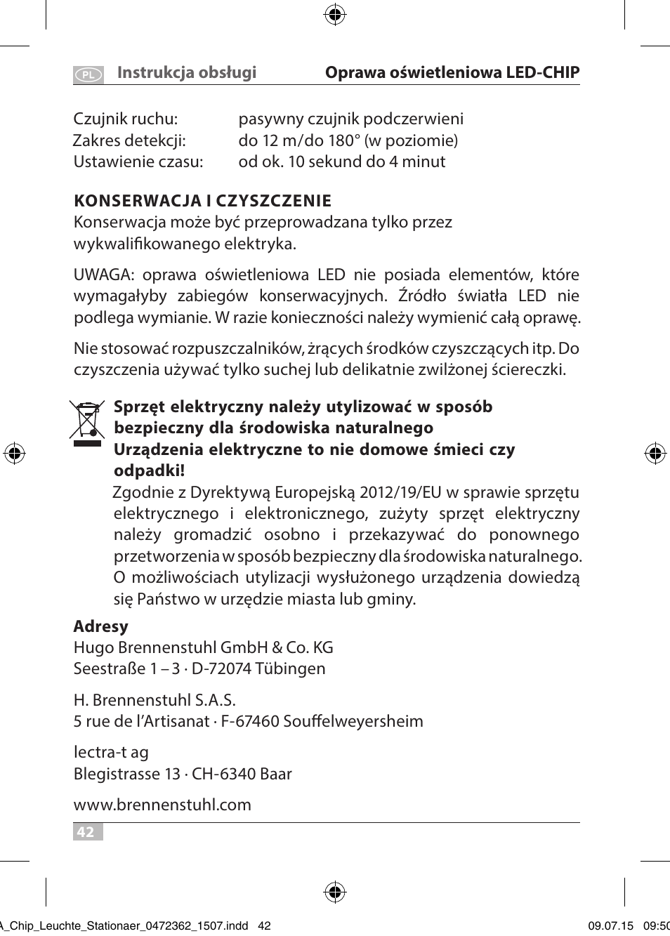 Brennenstuhl Chip LED Light L CN 110 IP65 10W 700lm Energy efficiency class A User Manual | Page 42 / 104