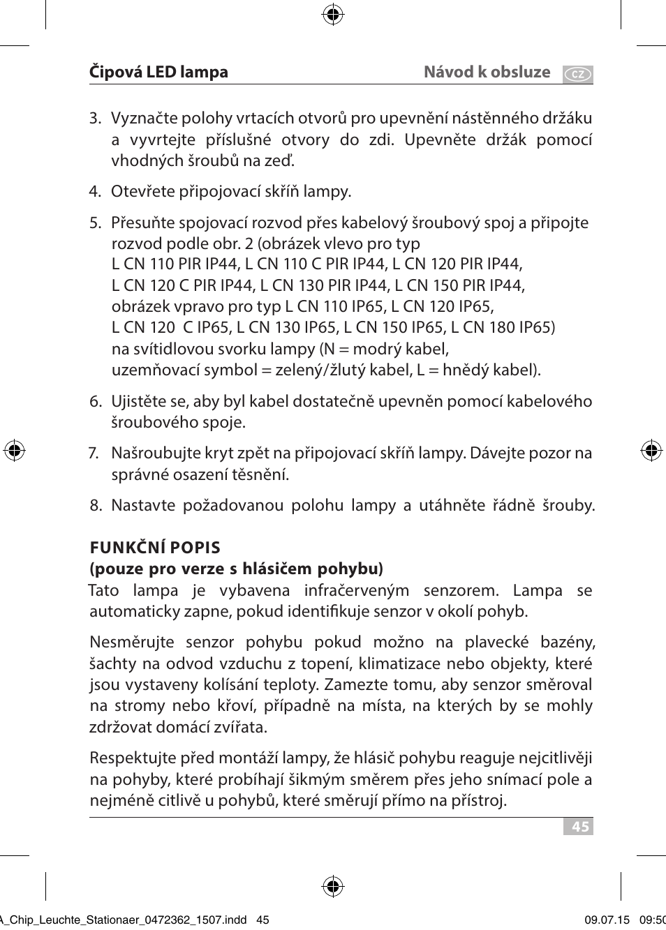 Brennenstuhl Chip LED Light L CN 110 IP65 10W 700lm Energy efficiency class A User Manual | Page 45 / 104