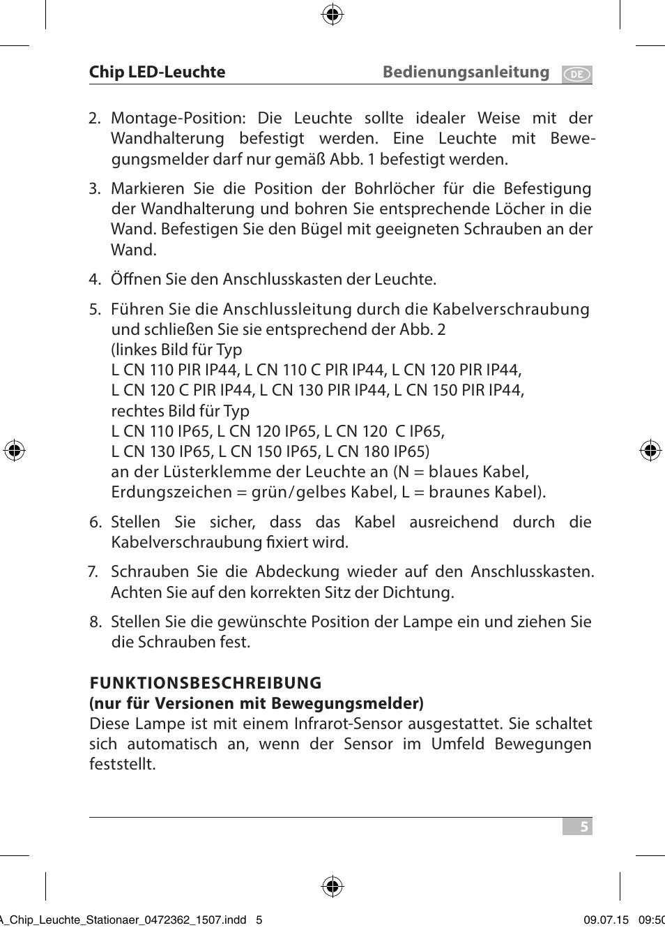 Brennenstuhl Chip LED Light L CN 110 IP65 10W 700lm Energy efficiency class A User Manual | Page 5 / 104