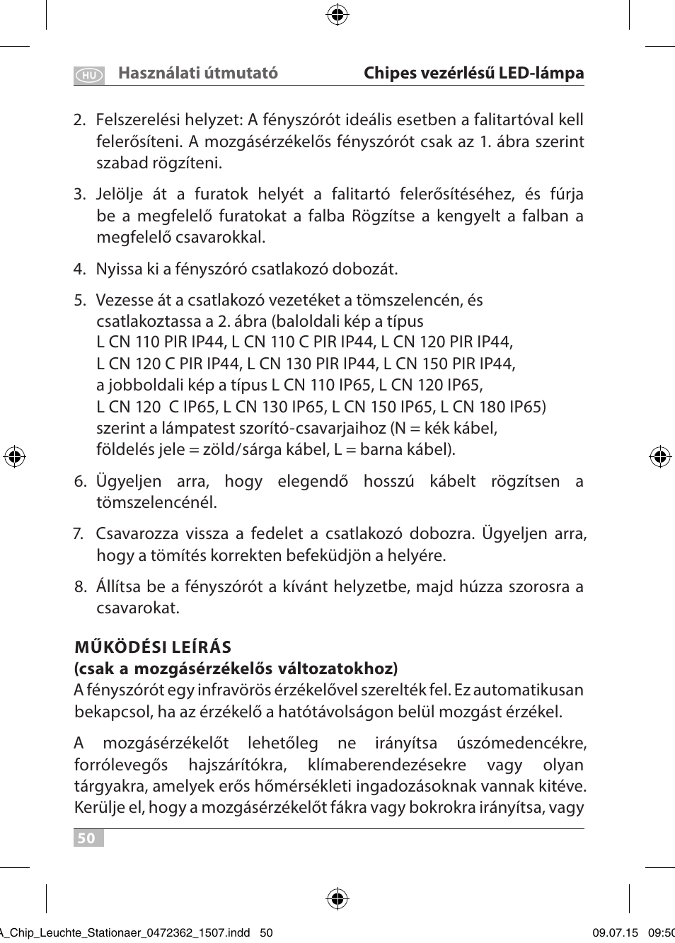 Brennenstuhl Chip LED Light L CN 110 IP65 10W 700lm Energy efficiency class A User Manual | Page 50 / 104