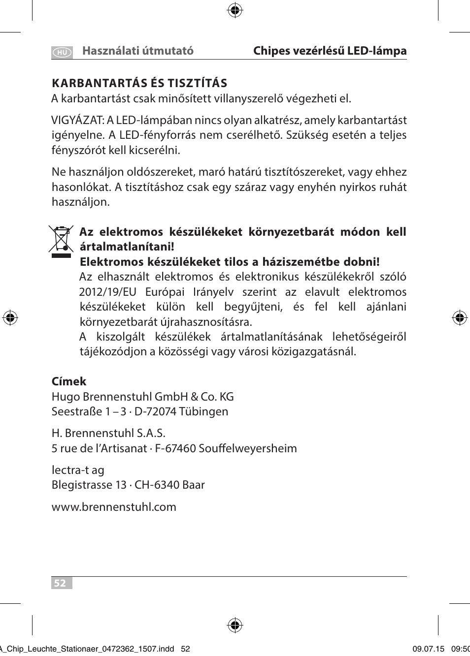 Brennenstuhl Chip LED Light L CN 110 IP65 10W 700lm Energy efficiency class A User Manual | Page 52 / 104