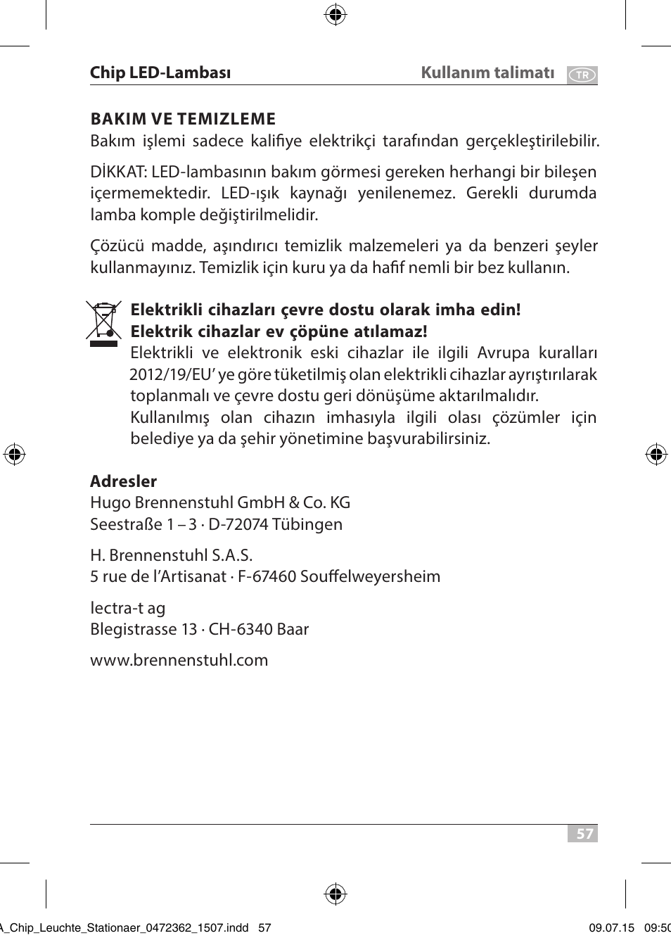 Brennenstuhl Chip LED Light L CN 110 IP65 10W 700lm Energy efficiency class A User Manual | Page 57 / 104