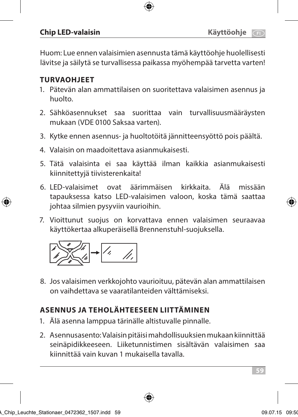 Kä yt tö oh je c hip l ed -v al ai sin | Brennenstuhl Chip LED Light L CN 110 IP65 10W 700lm Energy efficiency class A User Manual | Page 59 / 104