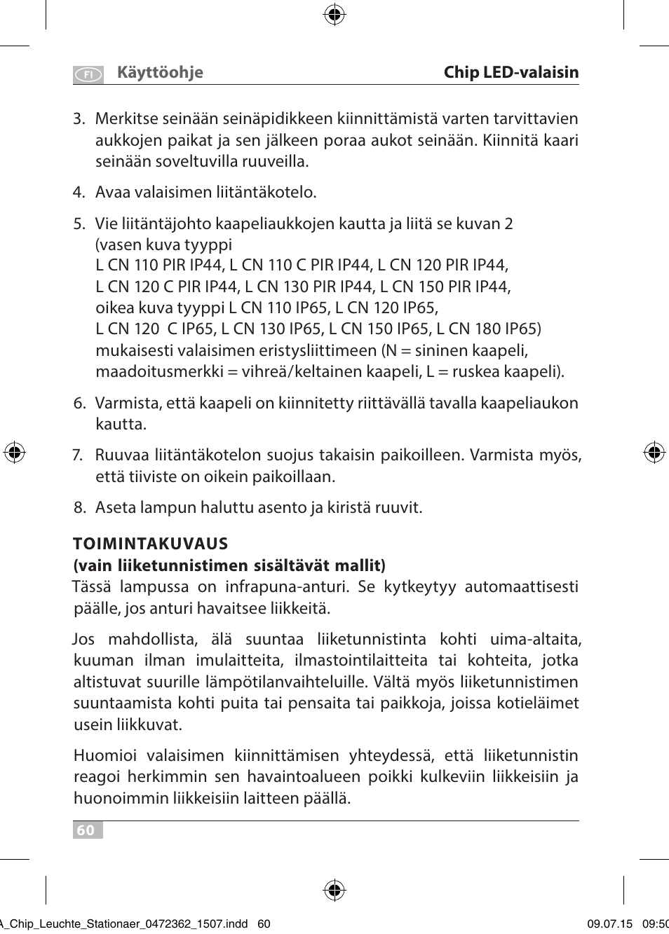 Brennenstuhl Chip LED Light L CN 110 IP65 10W 700lm Energy efficiency class A User Manual | Page 60 / 104